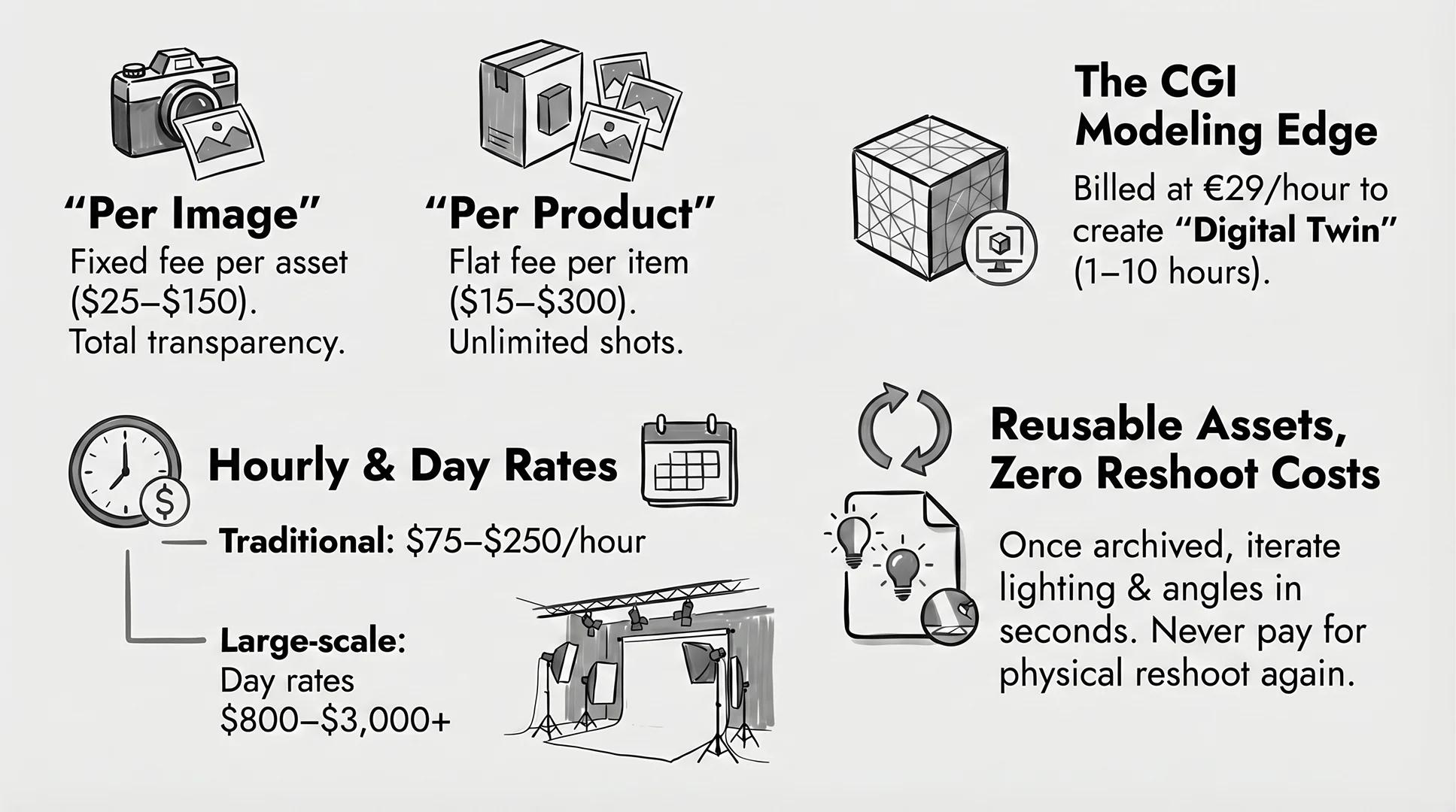 Product photography pricing models explained